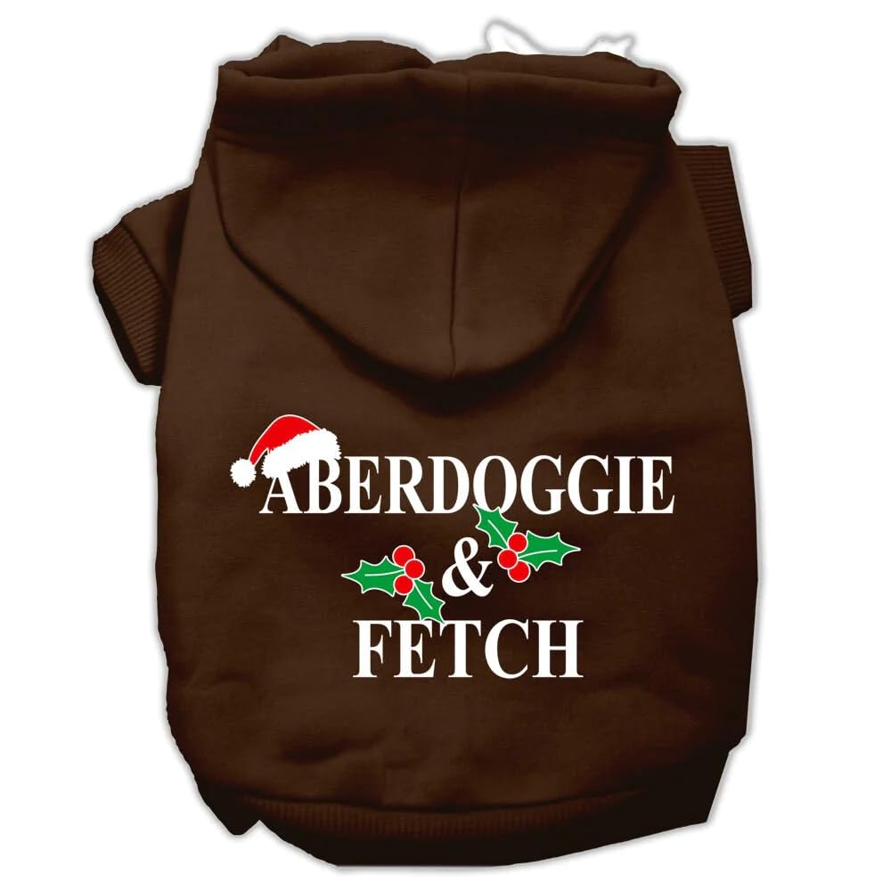 Christmas Pet Dog and Cat Hoodie Screen Printed, Aberdoggie & Fetch Light Pink XL (14-20 lbs.) \