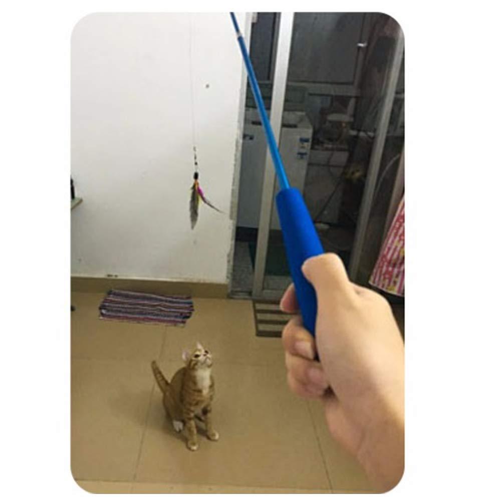 Retractable Cat Wand, Interactive Catcher Teaser Cat Toy 3-Section Teaser Cat Wand Fishing Pole Toy Exerciser For Cat And Kitten (Not Include Replacement)