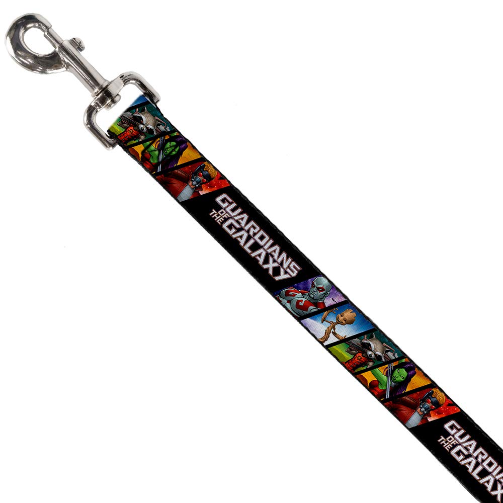 Buckle-Down Dog Leash Guardians Of The Galaxy 5 Character Pose Blocks 4 Feet Long 1.0 Inch Wide, Multicolor, Dl-Wmc127