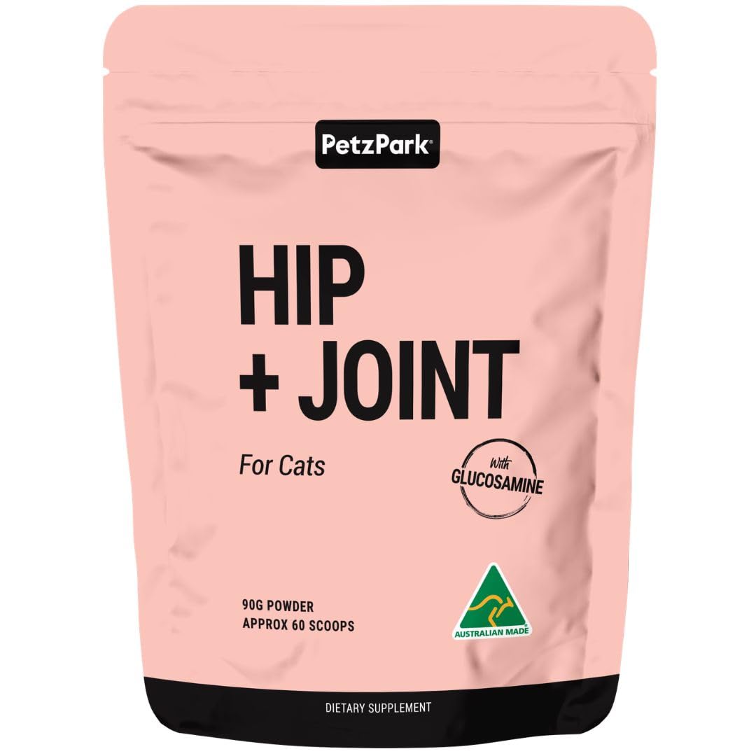 Petz Park Hip + Joint Cat Supplement 60 Scoops, Cat Joint Supplement with Glucosamine, Chondroitin and MSM, Cat Food Topper for 