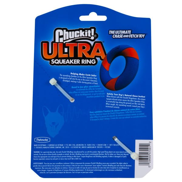 Chuckit! Ultra Squeaker Ring Dog Toy, Outdoor Fetch And Chase Toy For All Breed Sizes, Multi-Color