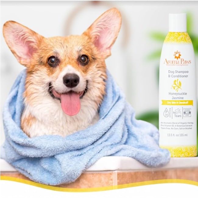 Aroma Paws Dog Shampoo And Conditioner - Aromatic Tearless Shampoo For Cleansing, Grooming, And Conditioning - Moisturizing Sham