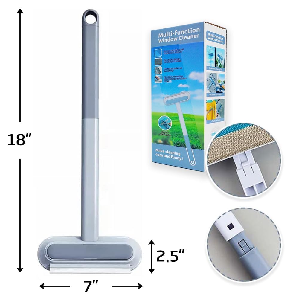 4 In 1 Window Screen Cleaning Brush, Multifunctional Pet Hair Removal Brush And Squeegee, Dog & Cat Hair Cleaner Brush And Hair