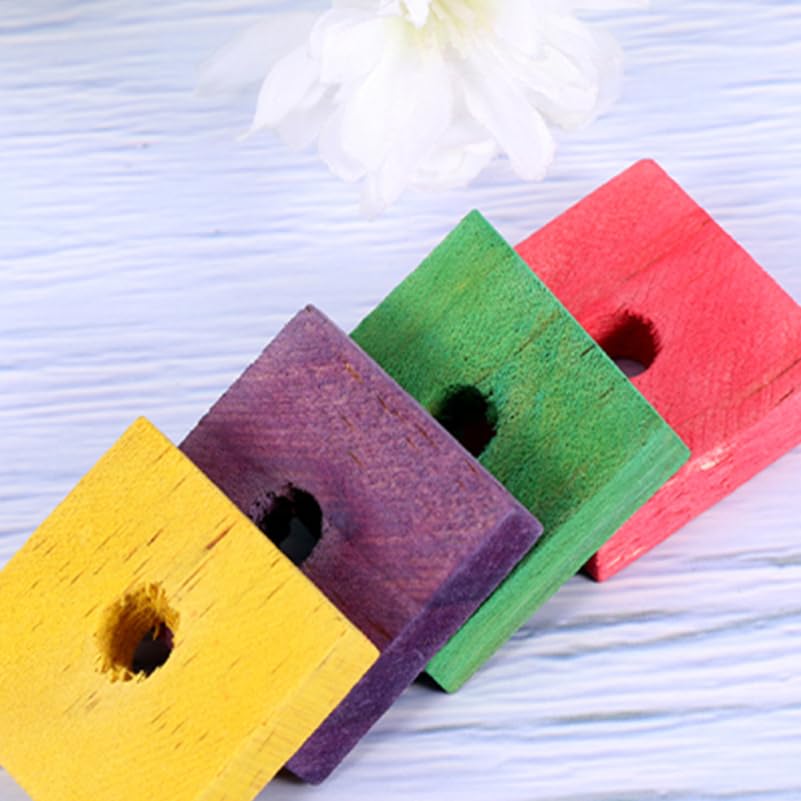 Frcolor Parrot Bird Toys 50Pcs Parrot Wooden Chewing Toys Mixing Colors Wood Blocks Bird Chewing Trim Mini Wood Chip Charms Diy