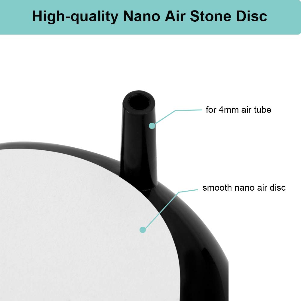Hygger Aquarium Air Stone, Fish Tank Bubbler, Nano Furnace Flue Round Stone Disk, Small Bubbles And High Dissolved Oxygen, With 2 Suction Cups, 1 Adjust Valve, 1 Check Valve (2 Inch)