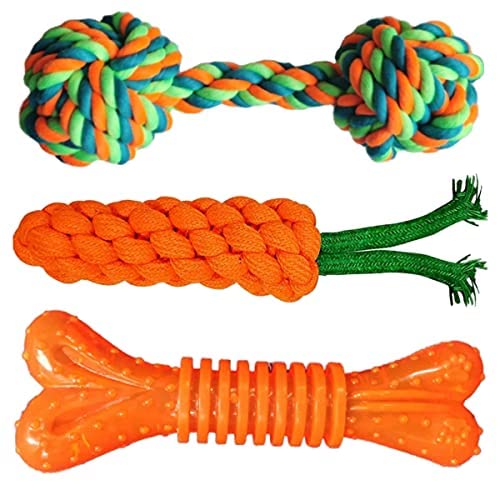 Psk Pet Mart Durable Pet Toys For Puppies + Pet Teeth Cleaning Chewing Biting Dog Toys Rubber Chew Bone Toy + Gums Cleaner Dumbb
