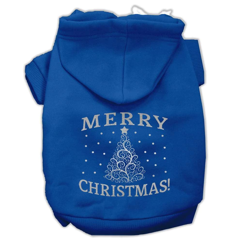Christmas Pet Dog & Cat Hoodie Screen Printed, 'Shimmer Christmas Tree' Brown Xs (0-3 Lbs.)