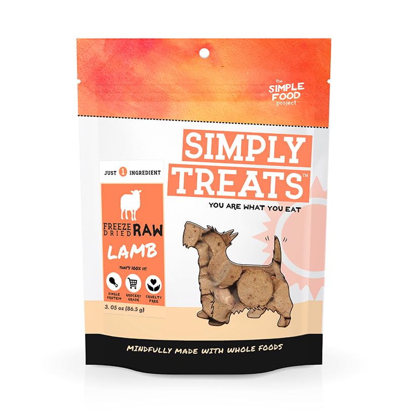 The Simple Food Project Freeze Dried Raw Dog Treats Grain Free, All Natural, with Just 1 Ingredient Lamb for Dogs Use As Trainin