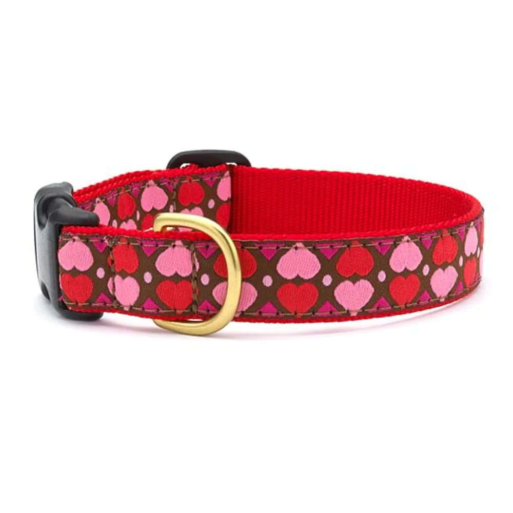 Up Country Valentine And Hearts Pattern Dog Collars And Leashes (All Hearts Dog Collar, X-Large (18 To 24 Inches) 1 Inch Wide Width)