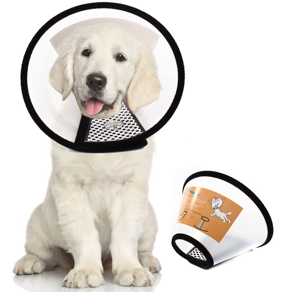 Qiyadin Plastic Pet Recovery Collars & Cones For Dogs And Cats After Surgery Adjustable Dog Neck Cone Surgical Elizabeth E-Colla