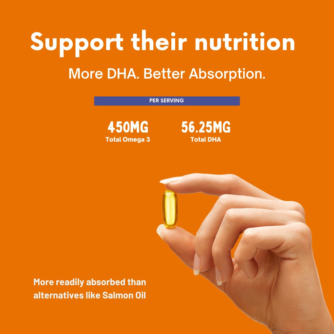 Omega 3 Fish Oil for Dogs & Cats | Dog Prenatal Vitamins | Joint Support | Brain & Heart Health | Pure EPA DHA Omega 3 for Dogs