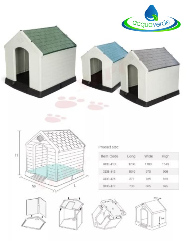 Acquaverde Maxi House For Large Dogs Made Of Pvc Resin For Outdoor Garden Cm 101X97X99