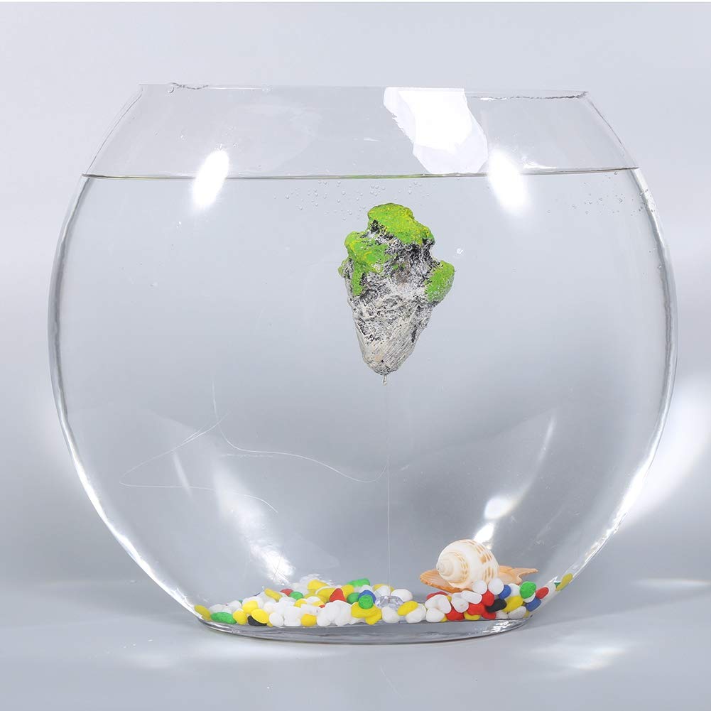 Aquarium Fish Tank Floating Moss Rocks Resin Stone Decorations Artificial Suspended Rock Ornament Landscape(Small)