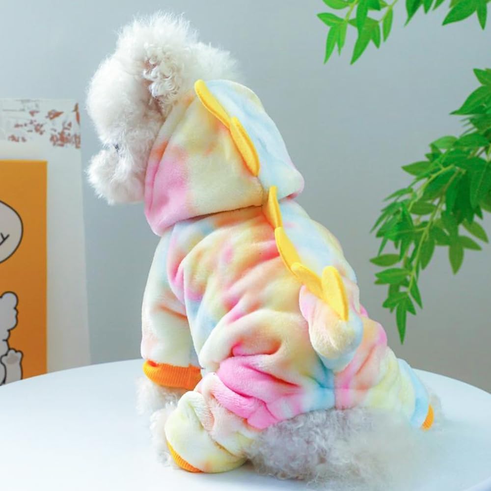 Anelekor Dinosaur Dog Clothes For Small Dog Girl Boy, Fleece Winter Puppy Hoodies With Leash Ring, Cold Weather Coat For Cat, Fu