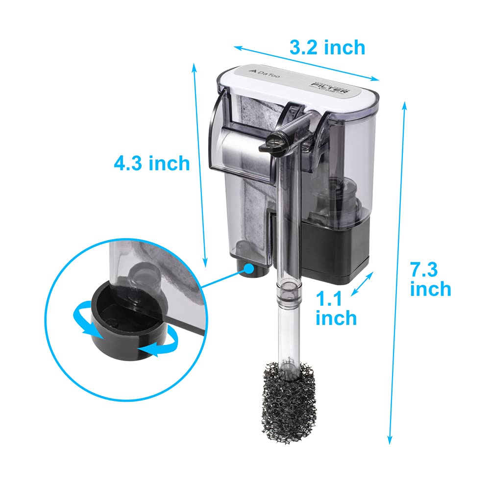 Datoo Aquarium Hang On Filter Small Fish Tank Hanging Filter Power Waterfall Filtration System