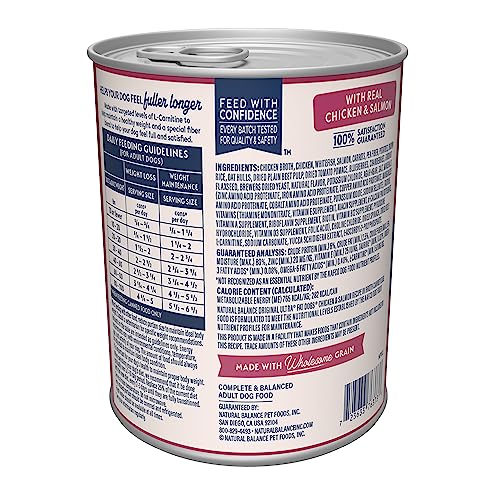 Natural Balance Original Ultra Fat Dogs Wet Dog Food, Chicken & Salmon Recipe in Broth, 13 oz (Pack of 12)