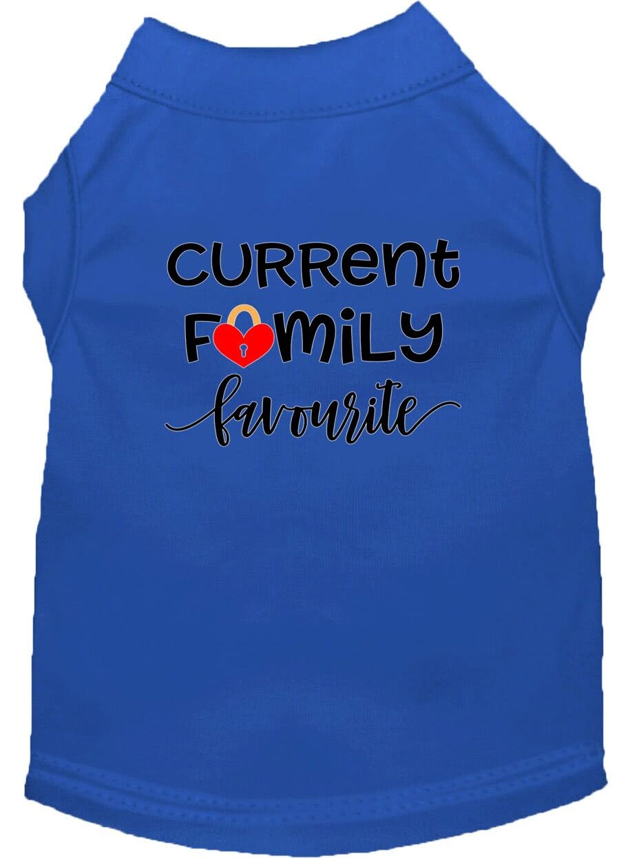 Pet Dog & Cat Shirt Screen Printed, &quot;Current Family Favorite&quot; Blue SM (3-6 lbs.)
