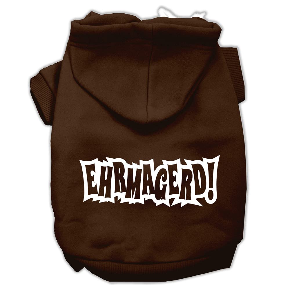Mirage Pet Products 10&quot; Ermahgerd Screen Print Pet Hoodie, Small, Brown