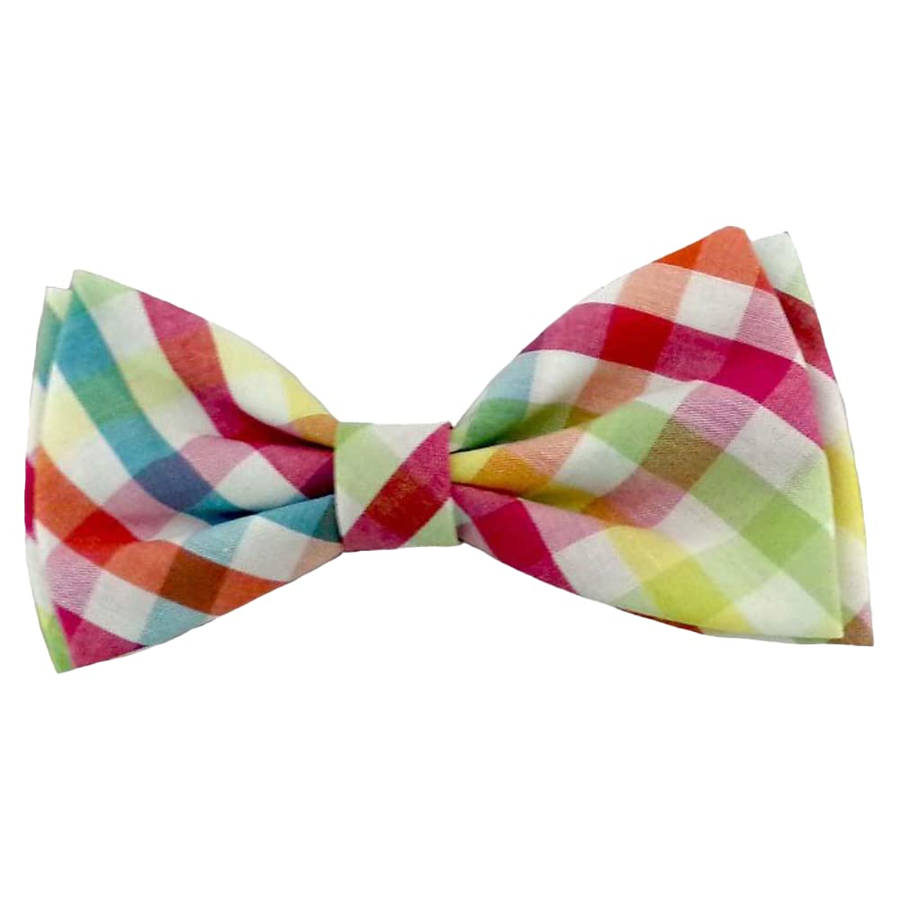 Huxley & Kent Bow Tie for Pets | Yellow/Orange Check (Extra-Large) | Easter Spring Bow Tie Collar Attachment | Fun Bow Ties for 