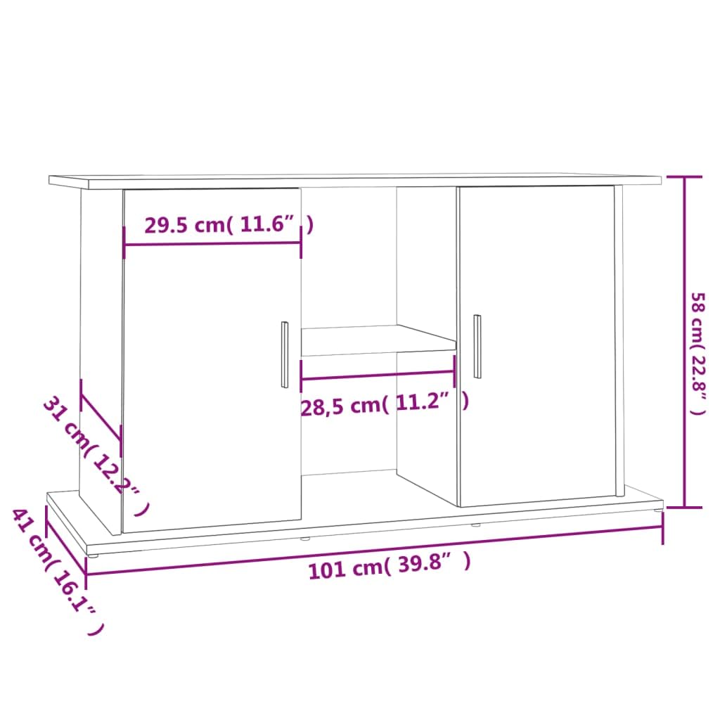 vidaXL Aquarium Stand Black Oak Engineered Wood 39.8 x 16.1 x 22.8 in