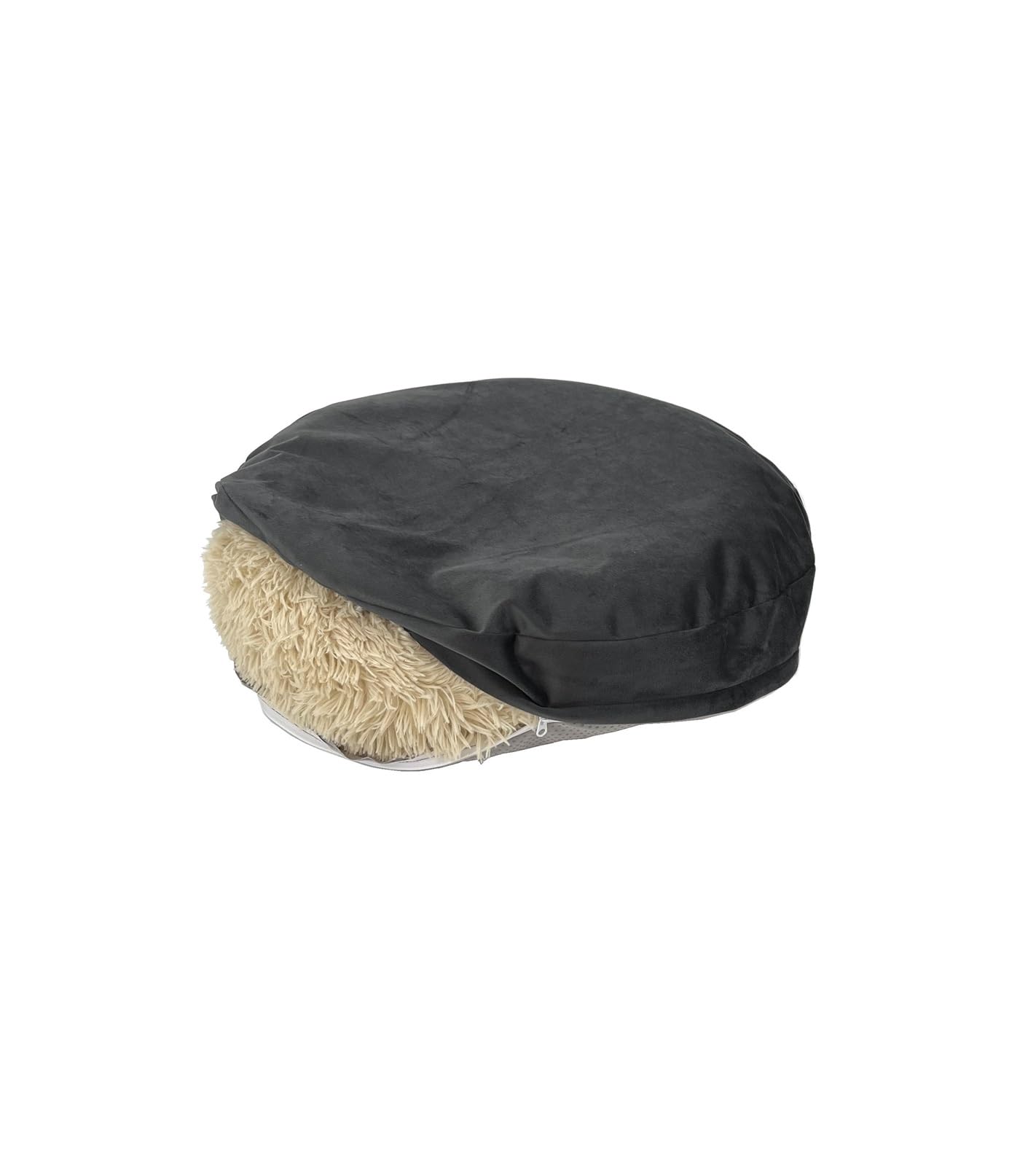 Wateproof Round Dog Bed Cover With Zipper Grey Velvet 30 Inch