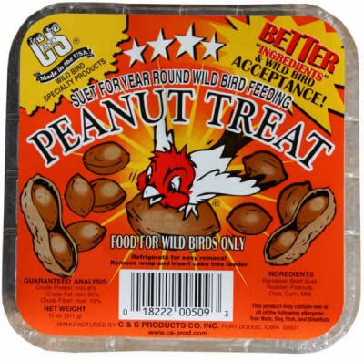 C&S 100214308 Suet Cake, Peanut Treat, 11 oz. - Quantity 12