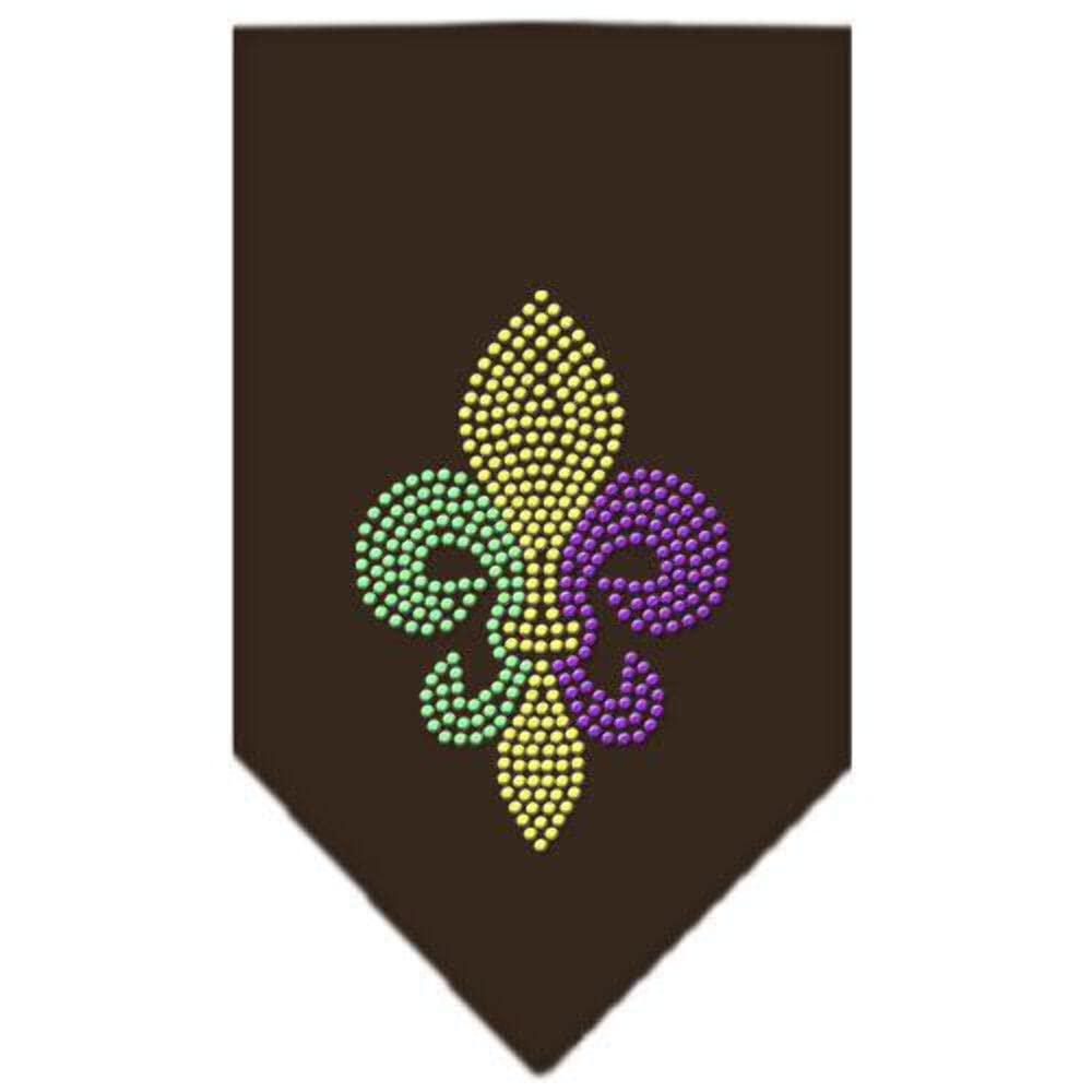 Mirage Pet Products Mardi Gras Fleur De Lis Rhinestone Bandana, Grey, Large