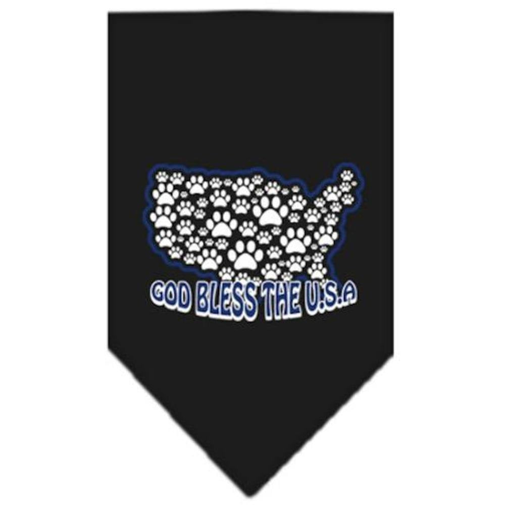Pet and Dog Bandana Screen Printed, &quot;God Bless The USA&quot; Black Large
