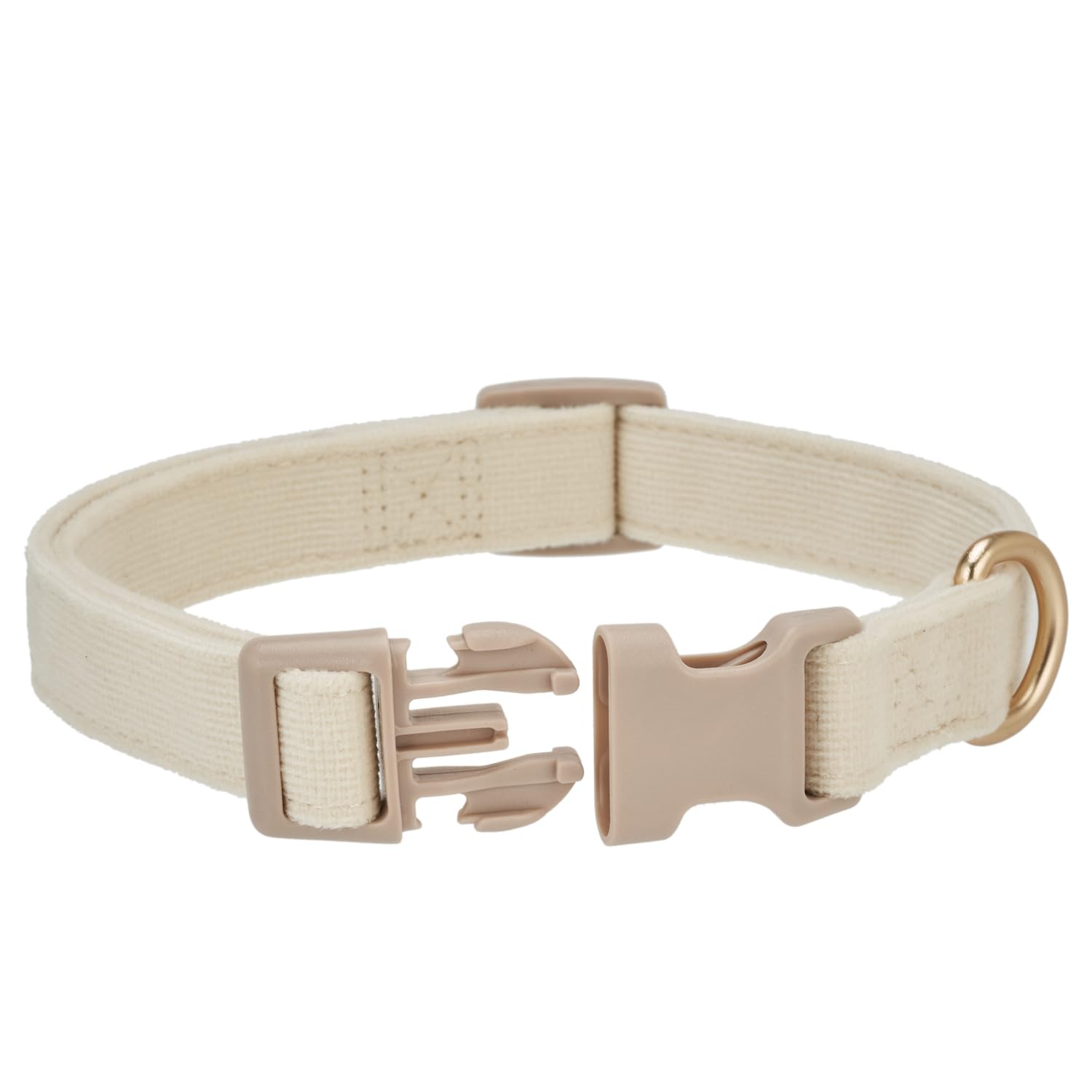 Petiry Soft Corduroy Fibric Dog Collar, Quick Side Release Buckle, for Medium Dogs.(White,Medium:12-19'')