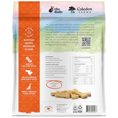 Caledon Farms The Dodo Crunchy Biscuits - Sweet Potato with Peanut Butter 19.5oz, Dog Treats