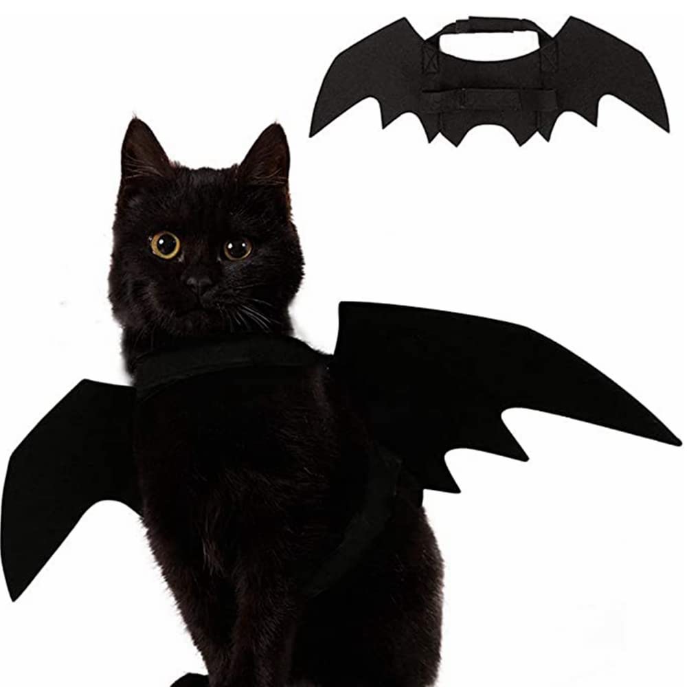 Ismarten Bat Wings Costume, Small, Black Felt, For Dogs & Cats, Halloween Pet Apparel