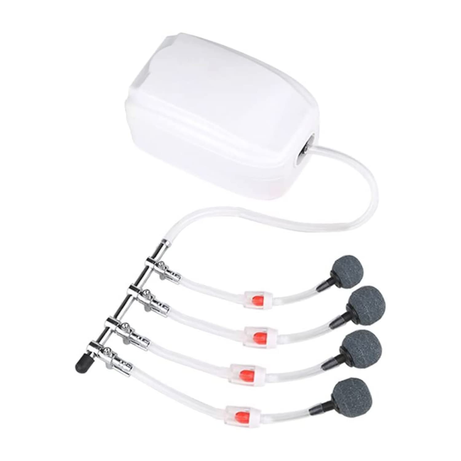 Bornfeel Aquarium Air Pump Splitter 13 In 1 Set 4-Way Air Flow Control Lever Valve & 4 Non-Return Check Valves & 8 Suction Cups For Fish Tank Airline Air Tube Hose