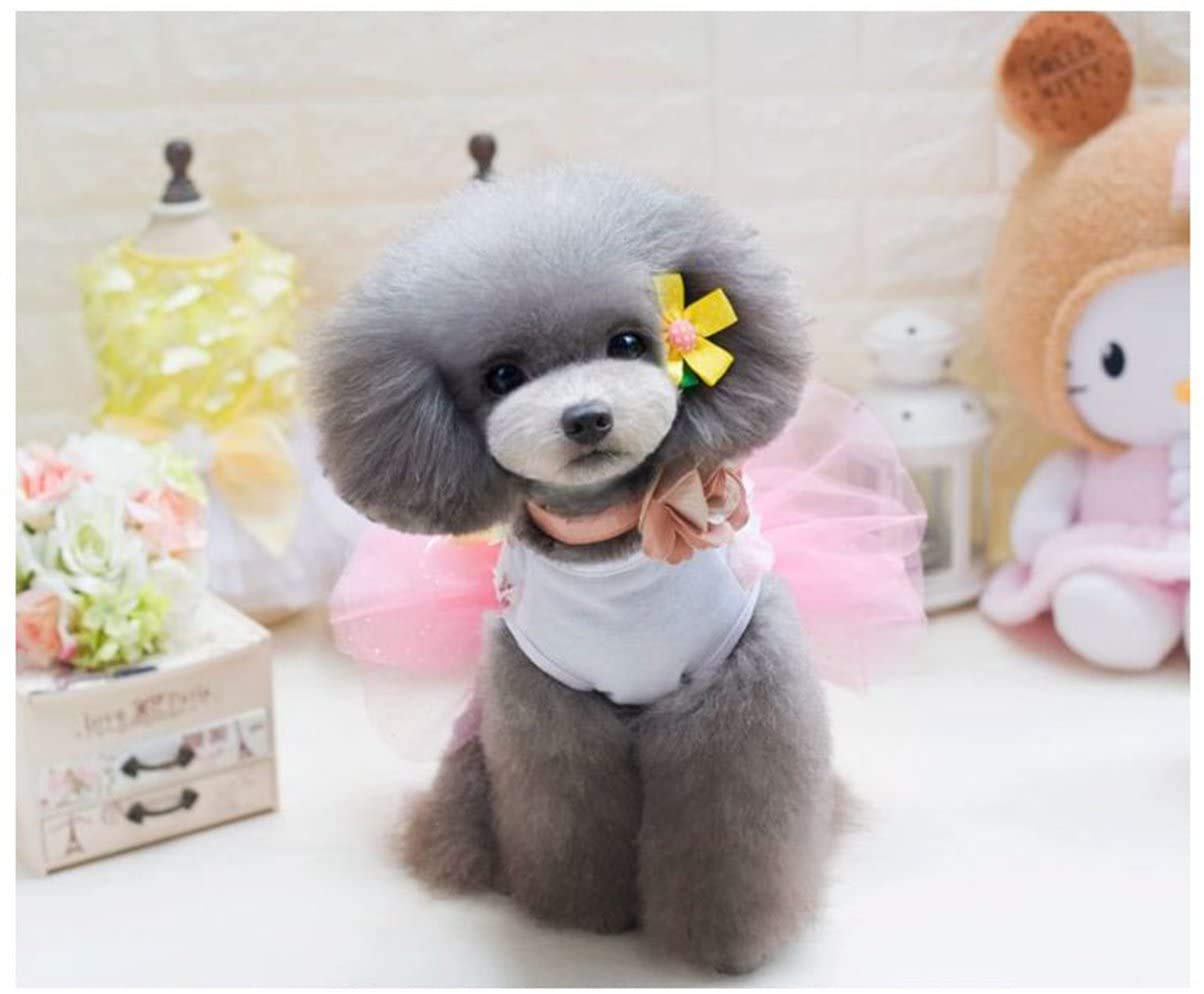 Izefia Dog Dress Puppy Skirt Dog Princess Dresses Tutu Flower and Sequin Dot Wedding Lace Dress Luxury Bow Dog Dresses for Small