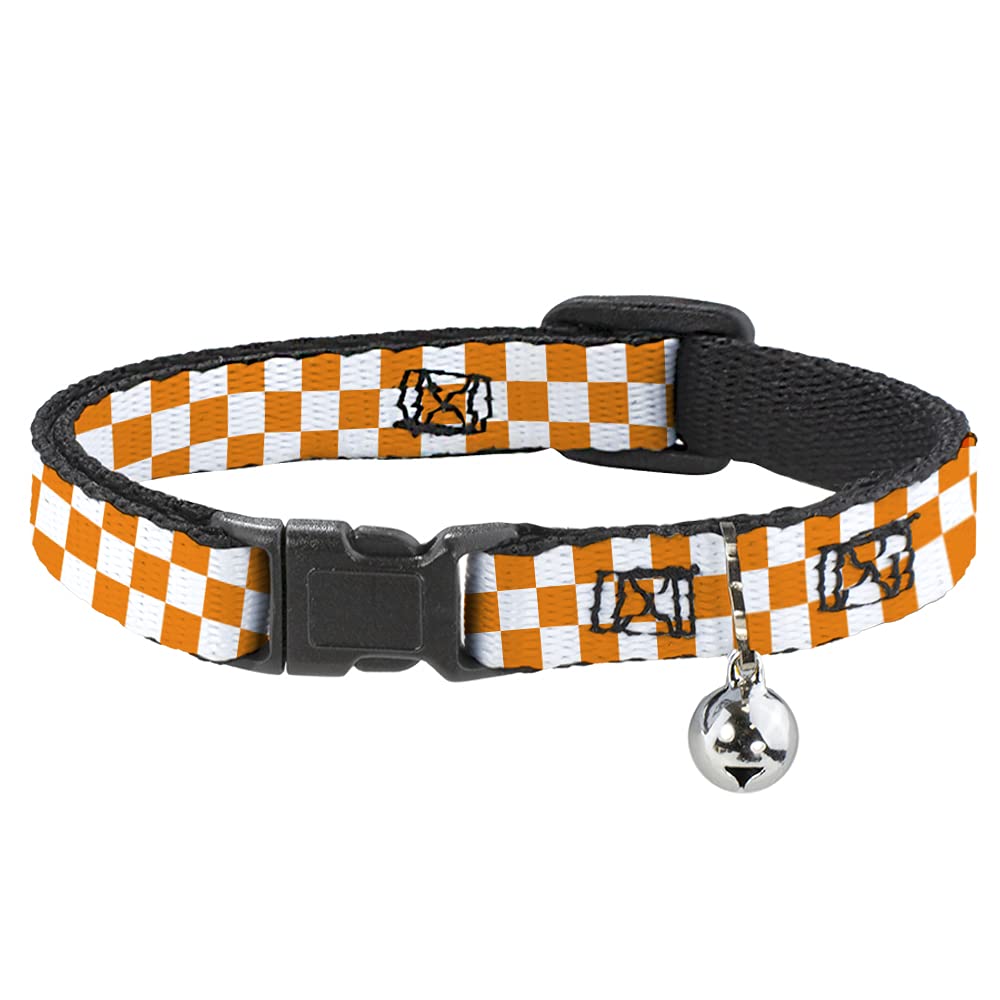 Cat Collar Breakaway Checker White Tn Orange 8 To 12 Inches 0.5 Inch Wide