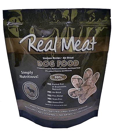 Real Meat Air Dried Dog Food w/Real Venison - Two 2lb Bags of USA-Crafted Grain-Free Real Meat Dog Food Sourced from Hormone-Fre
