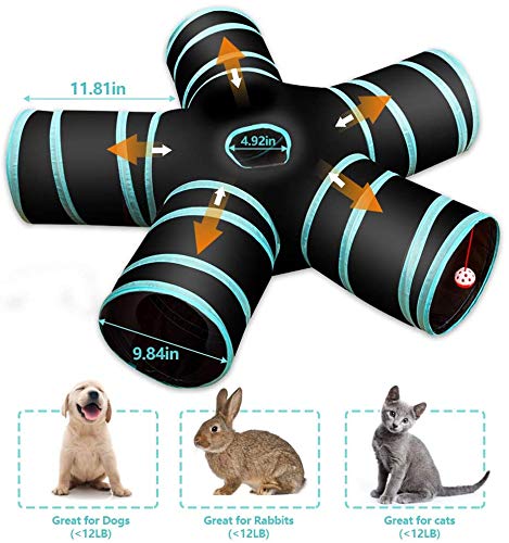 Cat Tunnel Toy 5 Way, Collapsible Cat Playhouse Pet Play Tunnel Tube With Storage Bag For Cats, Puppy, Rabbits, Ferret, Guinea Pig, Indoor And Outdoor Use