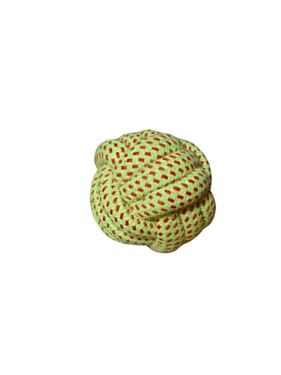Cotton Rope Ball for Dogs & Pets, Light Green and Red Woven Toy