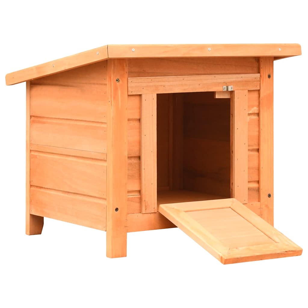 vidaXL Outdoor Cat House, Brown and Green, Solid Wood Frame, Weather- Roof, Protective Shelter with Ramp, Easy Assembly