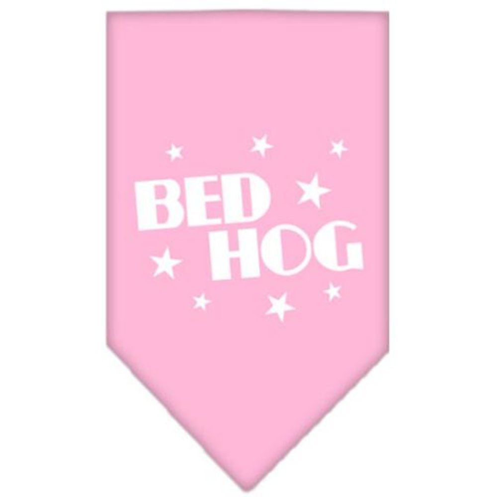 Pet and Dog Bandana Screen Printed, &quot;Bed Hog&quot; Light Pink Large