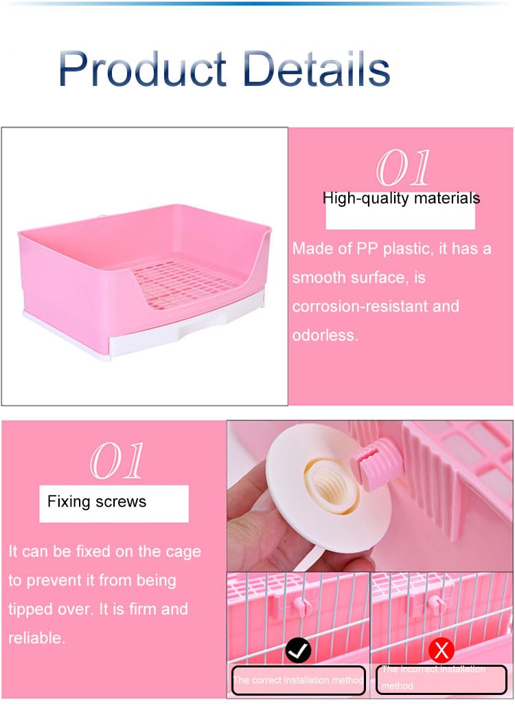 Rabbit Litter Box,Bunny Supplies,Large Pet Litter Pan Trainer With Drawer Corner For Rats Hamsters Ferret Bunny Guinea Pigs Chin