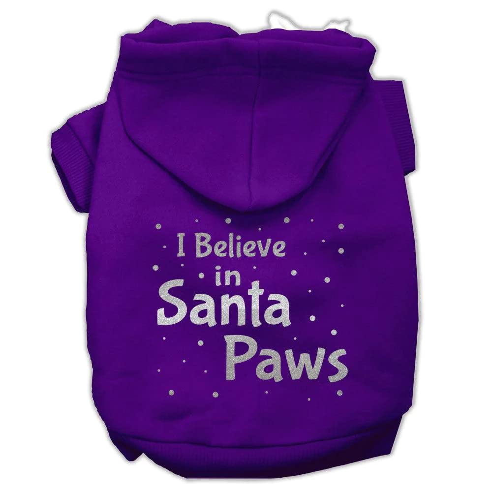 Christmas Pet, Dog & Cat Hoodie Screen Printed, I Believe in Santa Paws Brown XS (0-3 lbs.)