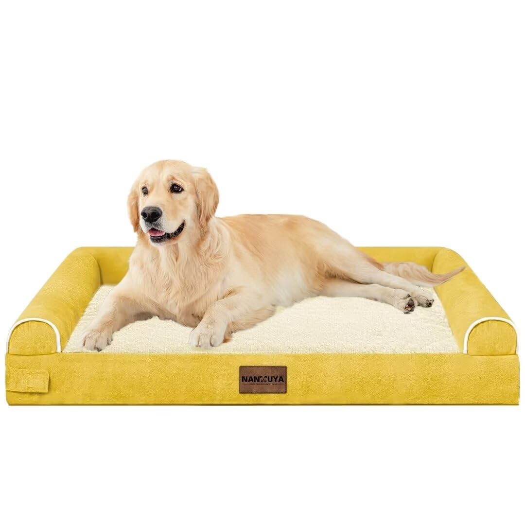 Large Dog Bed Orthopedic Washable: Beds Bolster Xl Bed Medium Large Dogs Egg Crate Foam Couch Sofa Waterproof With Removable Cover - Ginger