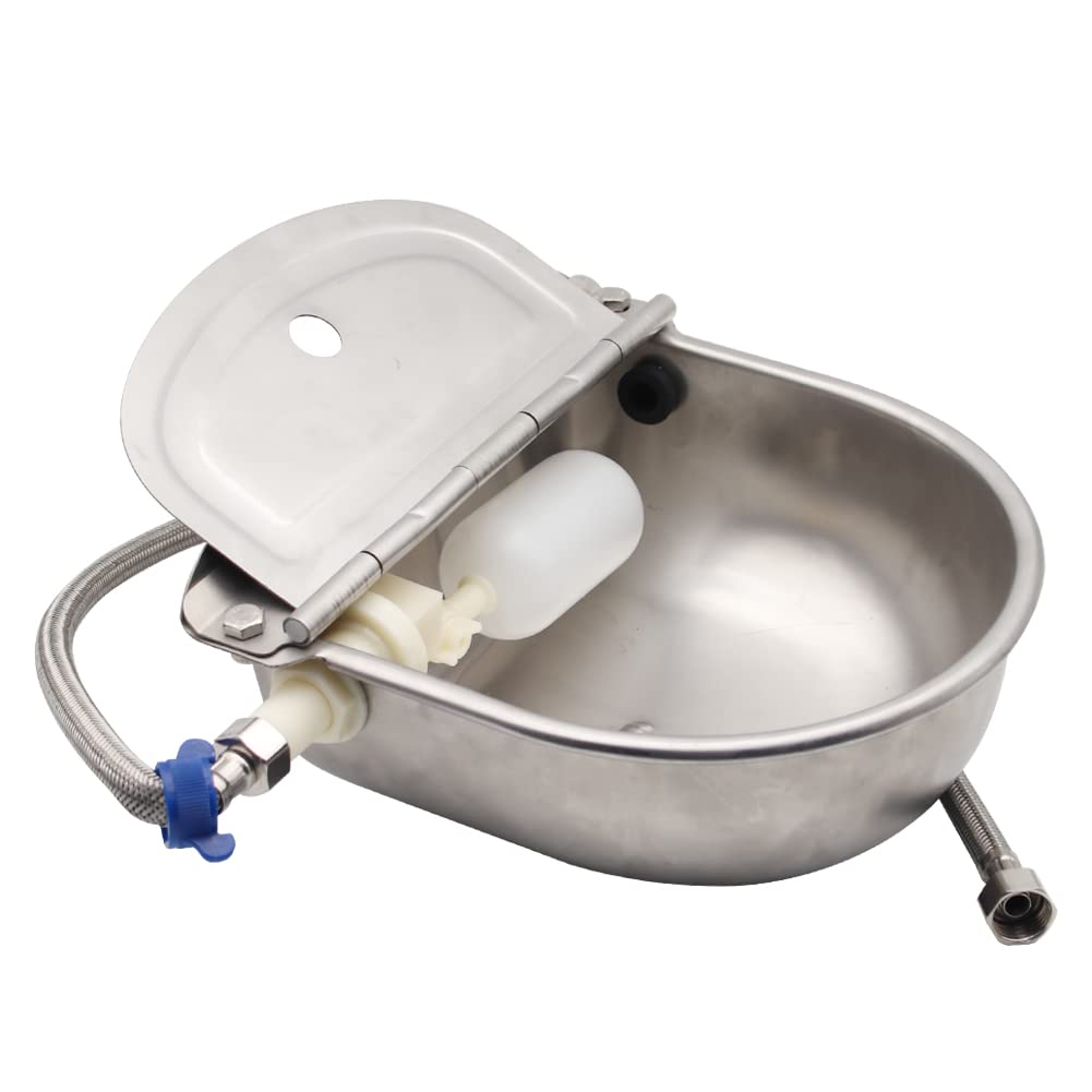 Automatic Water Feeder Trough Bowl With Pipe For Cattle Horse Goat Sheep Dog Animals Stainless Pet Livestock Tool