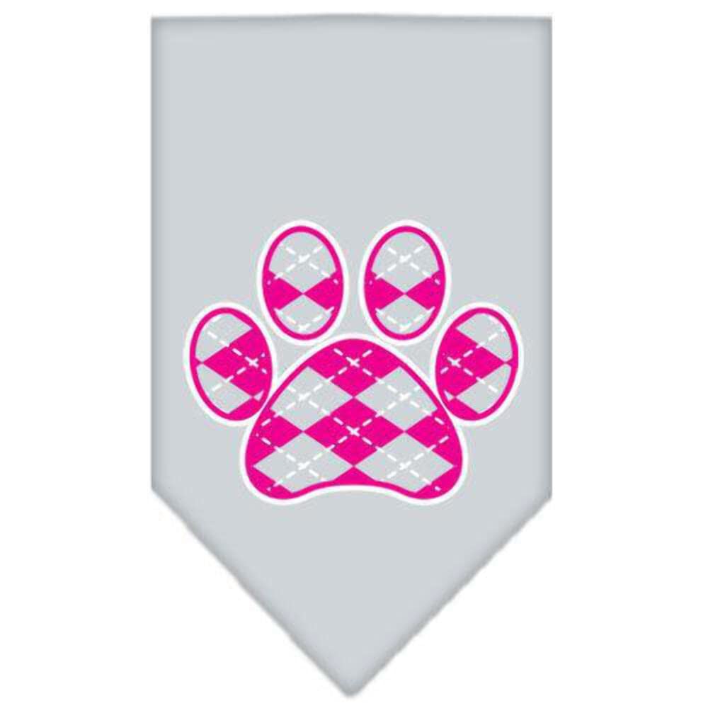 Mirage Pet Products Argyle Paw Pink Screen Print Bandana for Pets, Large, Yellow