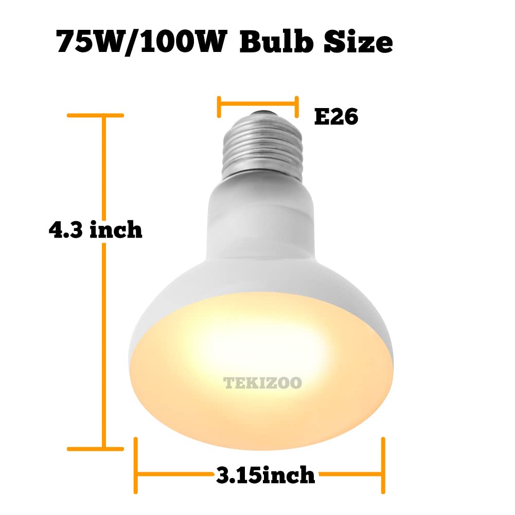 Tekizoo Reptile Heat Lamp Uva Basking Daylight Spot Bulb For Amphibian,Lizard,Tortoise,Bearded Dragon 75W(3 Pack)