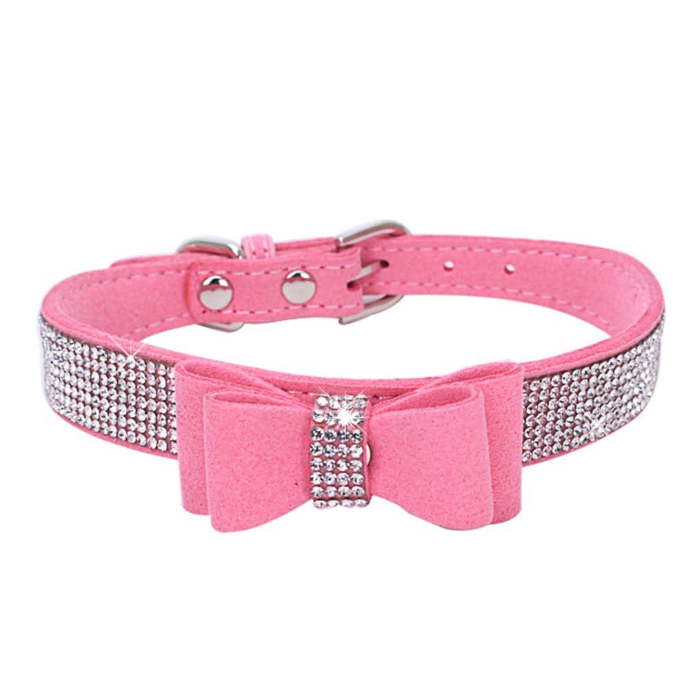 Diamond Dog Collar, Puppy Collar Girls, Bling Rhinestone Jewel Glitter Sparkly Bedazzled Cat Collars With Bow Adjustable For Xxs