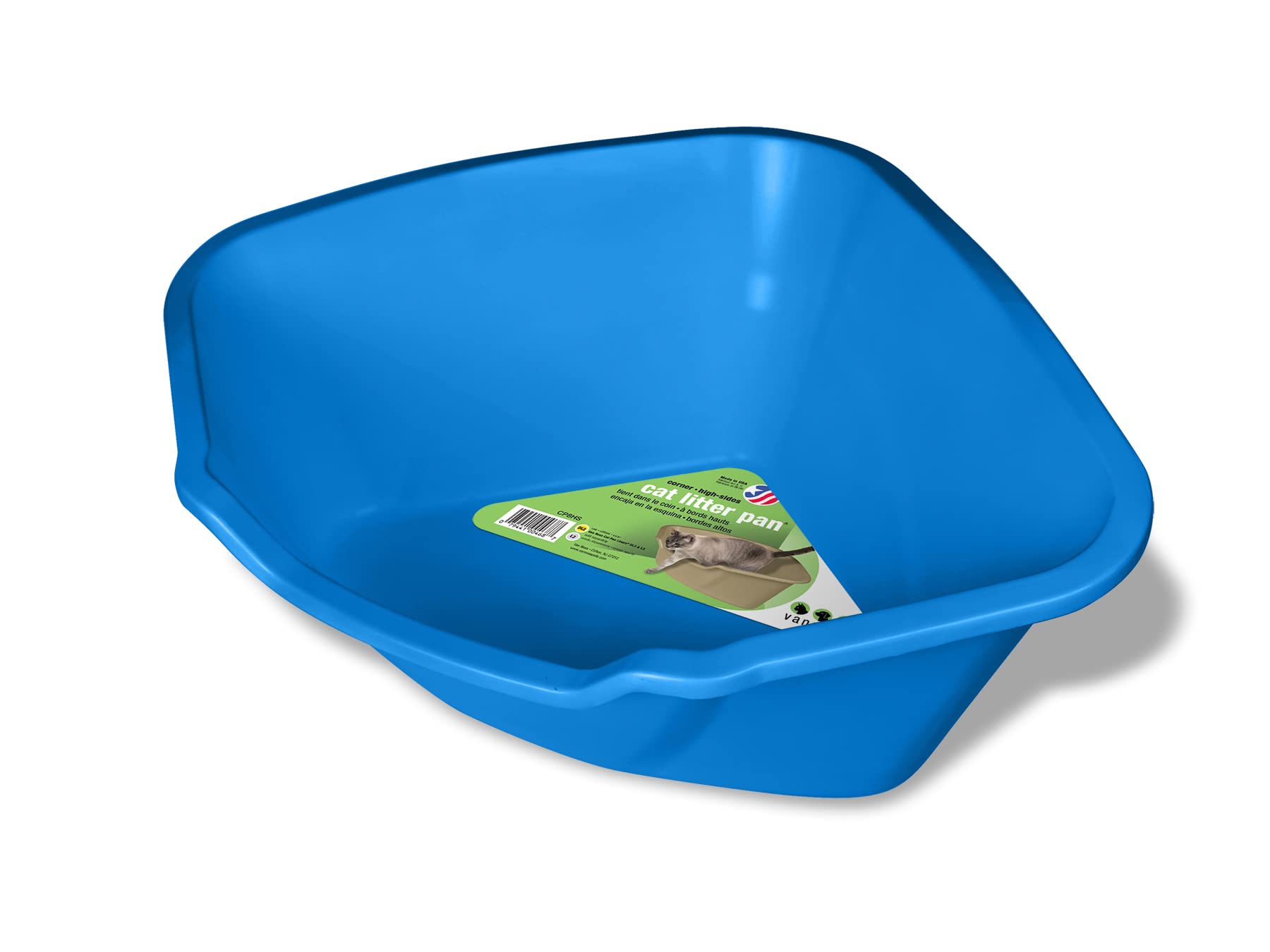 Van Ness Corner High Sides Cat Litter Pan, Large, Blue