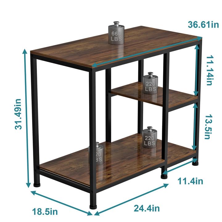 VANVERB Fish Tank Stand for 40 Gallon, Wood Aquarium Stand with Shelves for Fish Tank Accessories Storage, 660LBS Capacity