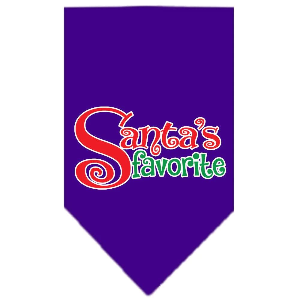 Christmas Pet and Dog Bandana Screen Printed, Santa's Favorite Purple Large