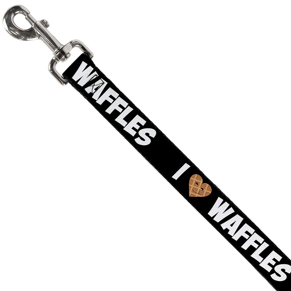 Buckle-Down Dog Leash I Heart Waffles Text 6 Feet Long 0.5 Inch Wide